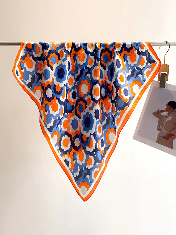 Contrast Color Flower Print Sun Protection Shawl&Scarf - Image 5