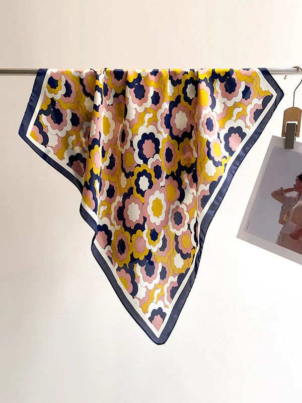 Contrast Color Flower Print Sun Protection Shawl&Scarf - Image 6