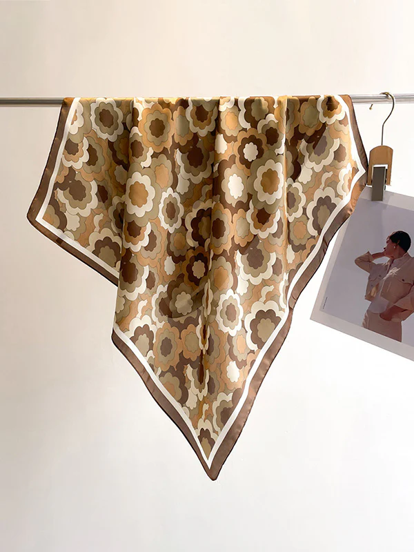Contrast Color Flower Print Sun Protection Shawl&Scarf - Image 7