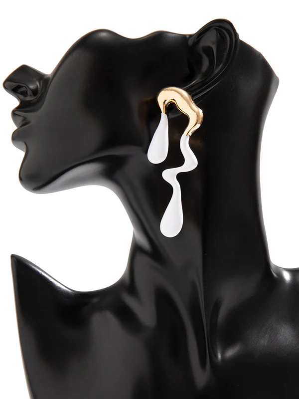 Contrast Color Geometric Drop Earrings - Image 11