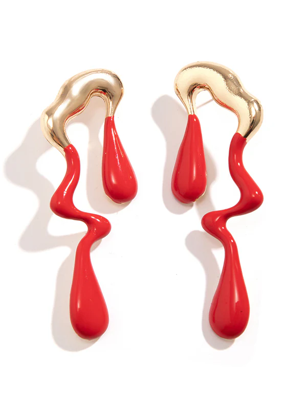 Contrast Color Geometric Drop Earrings - Image 13