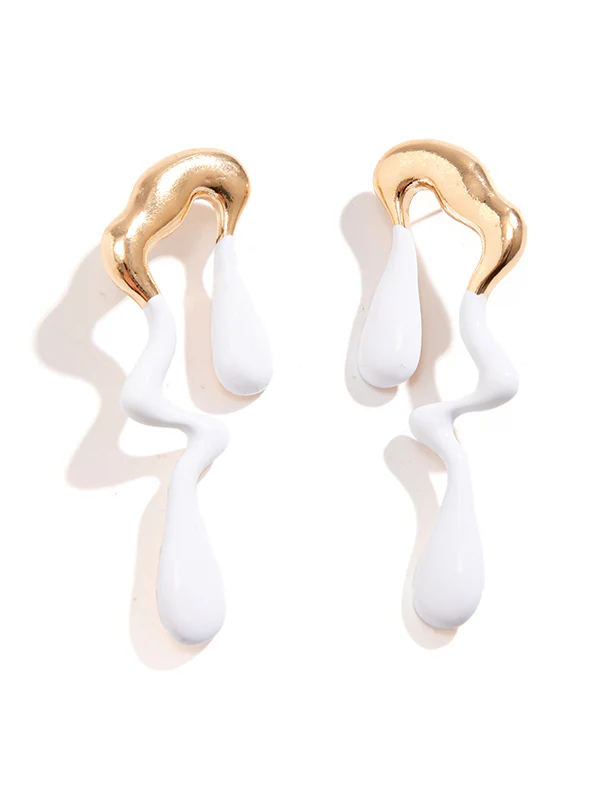 Contrast Color Geometric Drop Earrings - Image 14