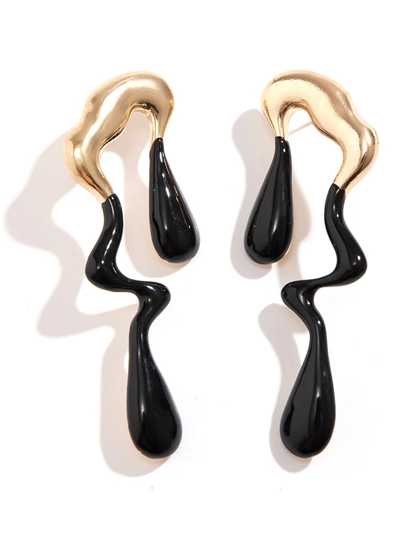 Contrast Color Geometric Drop Earrings - Image 15