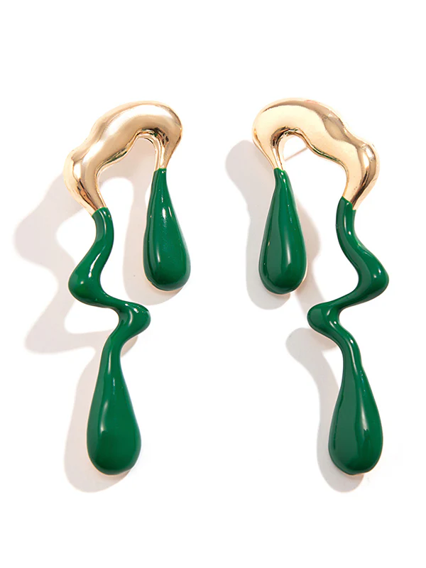Contrast Color Geometric Drop Earrings - Image 16