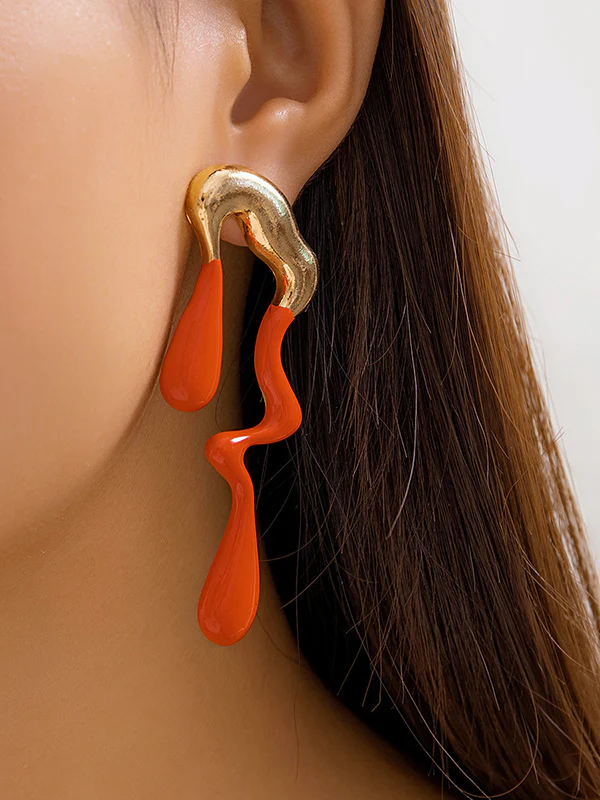 Contrast Color Geometric Drop Earrings - Image 5