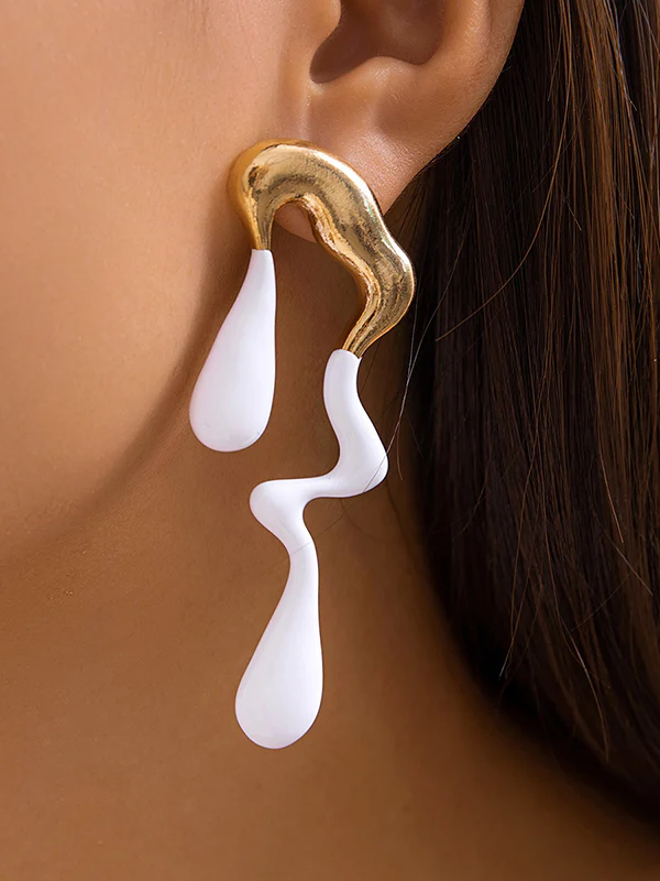 Contrast Color Geometric Drop Earrings - Image 6