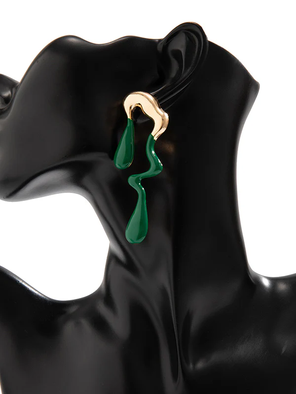 Contrast Color Geometric Drop Earrings - Image 9