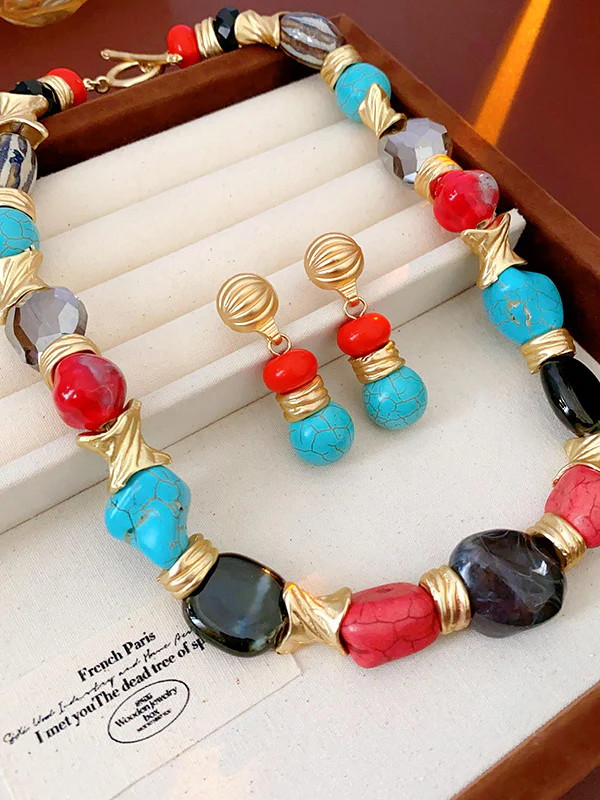Contrast Color Geometric Drop Earrings - Image 5