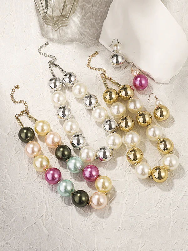 Contrast Color Geometric Drop Earrings + Necklaces Accessories - Image 6