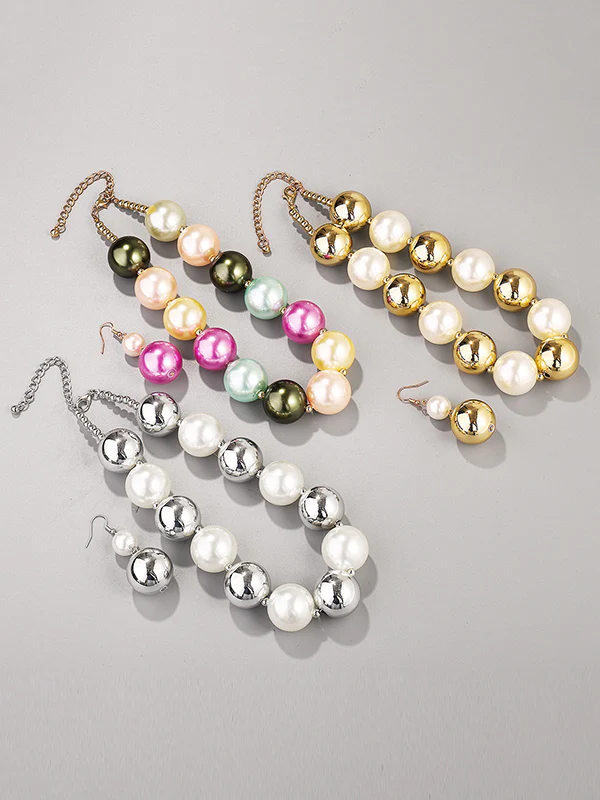 Contrast Color Geometric Drop Earrings + Necklaces Accessories - Image 7