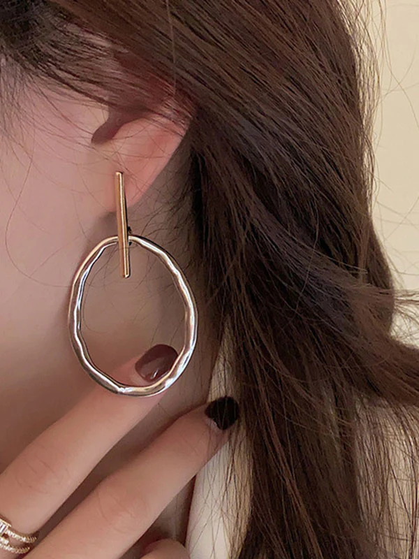 Contrast Color Geometric Earrings Accessories - Image 3