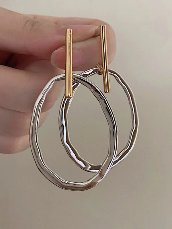 Contrast Color Geometric Earrings Accessories - Image 6