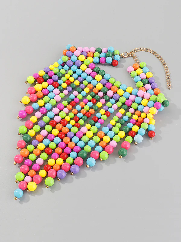 Contrast Color Geometric Tasseled Necklaces Accessories - Image 6