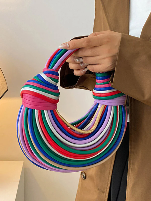 Contrast Color Geometric Zipper Handbags - Image 3