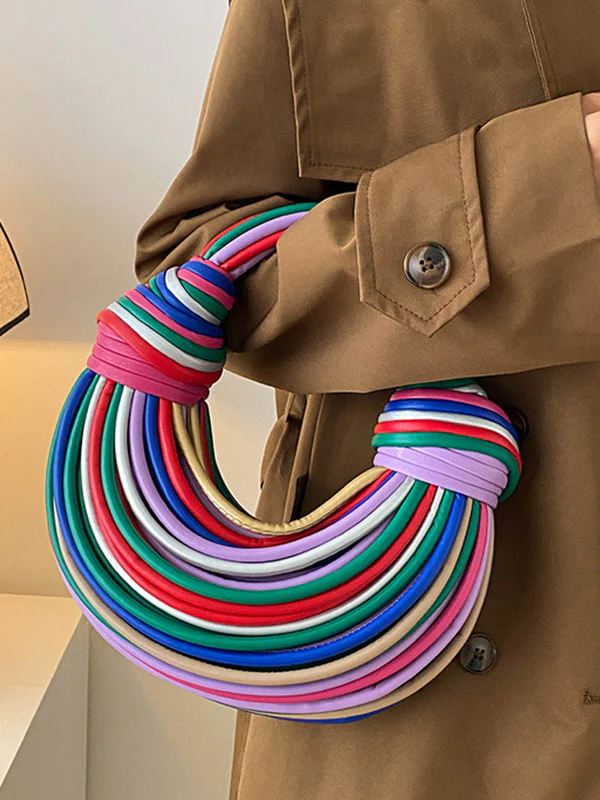 Contrast Color Geometric Zipper Handbags - Image 4