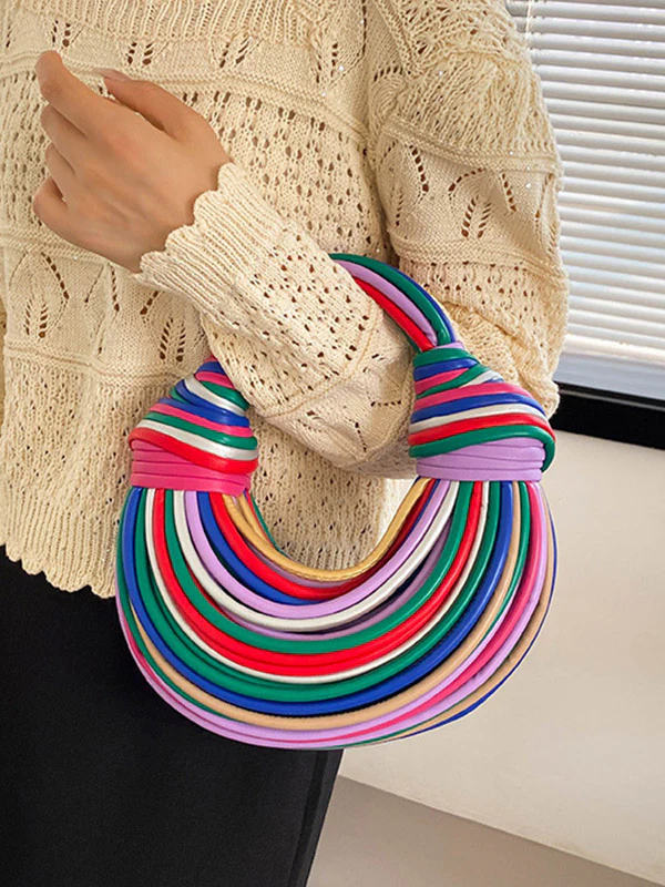 Contrast Color Geometric Zipper Handbags - Image 6