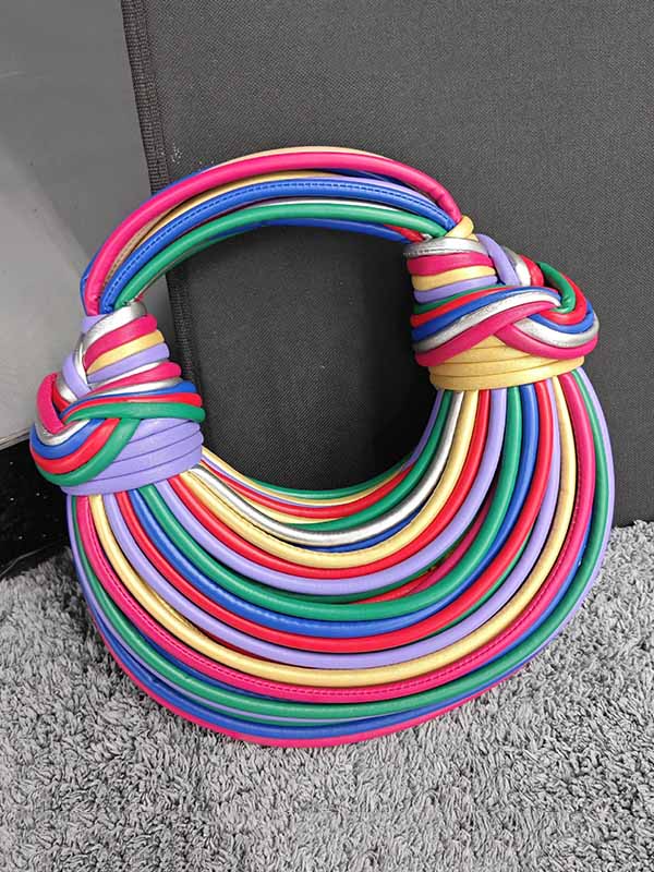 Contrast Color Geometric Zipper Handbags - Image 7
