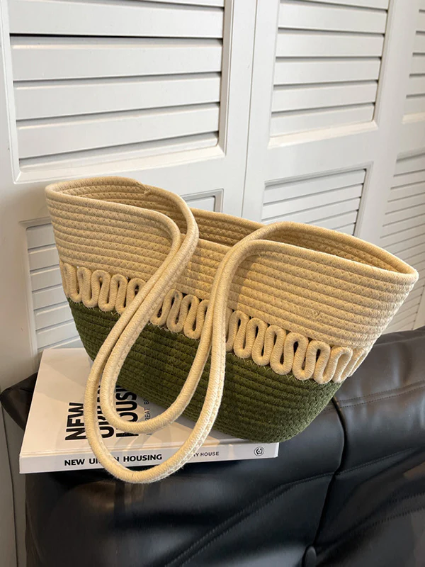 Contrast Color Hollow Handbags - Image 11