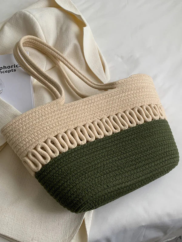 Contrast Color Hollow Handbags - Image 12