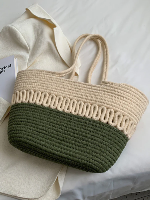 Contrast Color Hollow Handbags - Image 13