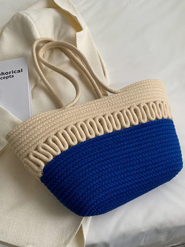Contrast Color Hollow Handbags - Image 14