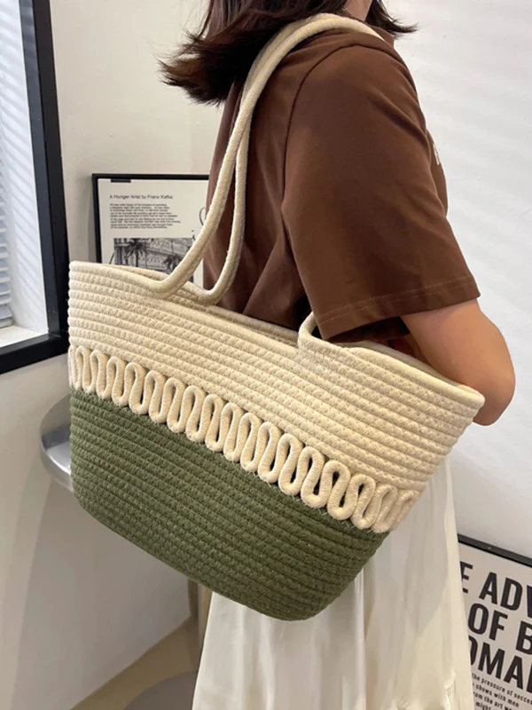 Contrast Color Hollow Handbags - Image 4