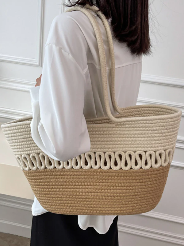 Contrast Color Hollow Handbags - Image 7