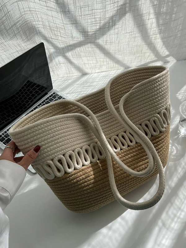 Contrast Color Hollow Handbags - Image 9