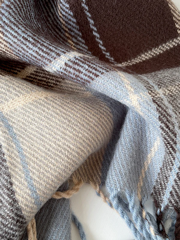 Contrast Color Plaid Striped Tasseled Shawl&Scarf - Image 12