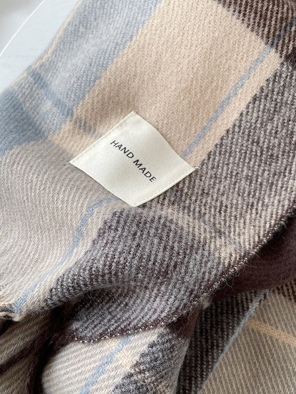 Contrast Color Plaid Striped Tasseled Shawl&Scarf - Image 13