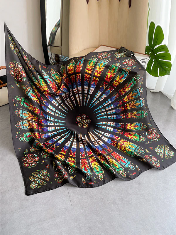 Contrast Color Printed Sun Protection Shawl&Scarf - Image 2