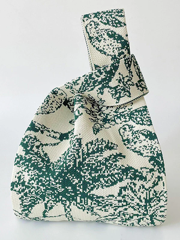 Contrast Color Printed Woven Bags Handbags - Image 2