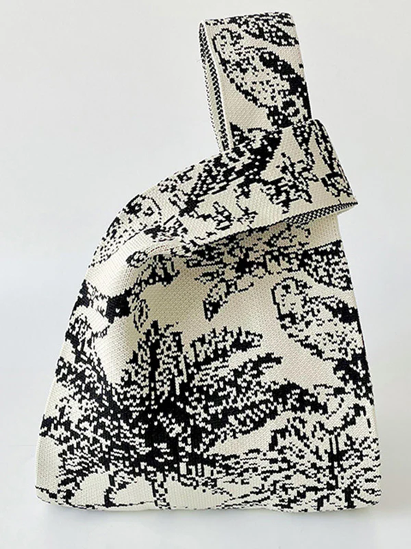 Contrast Color Printed Woven Bags Handbags - Image 3