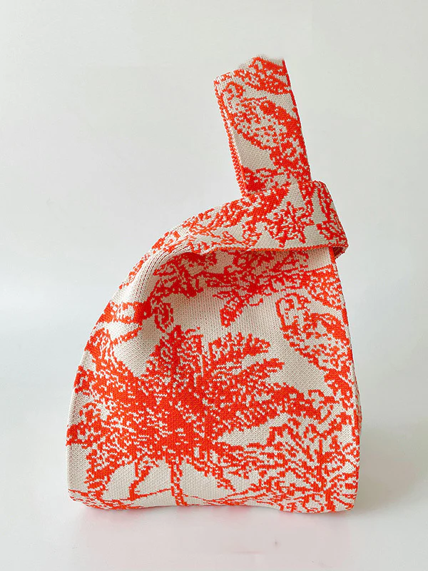 Contrast Color Printed Woven Bags Handbags - Image 4