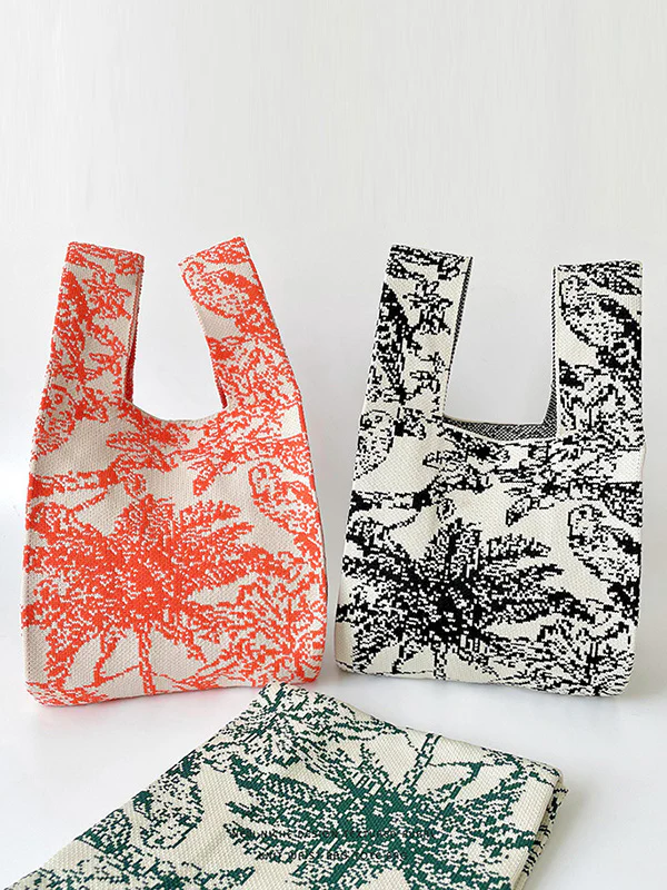 Contrast Color Printed Woven Bags Handbags - Image 6