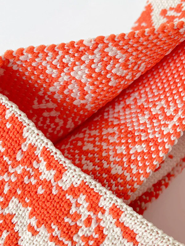 Contrast Color Printed Woven Bags Handbags - Image 7