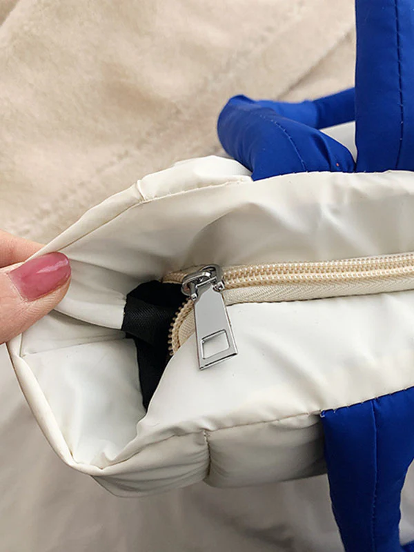 Contrast Color Split-Joint Padded Bags Handbags Tote Bags - Image 10