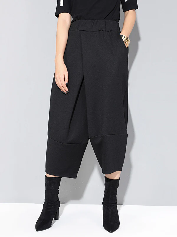 Cool Wide Leg Loose Solid Color Casual Three-Quarter Pants Bottoms - Image 2