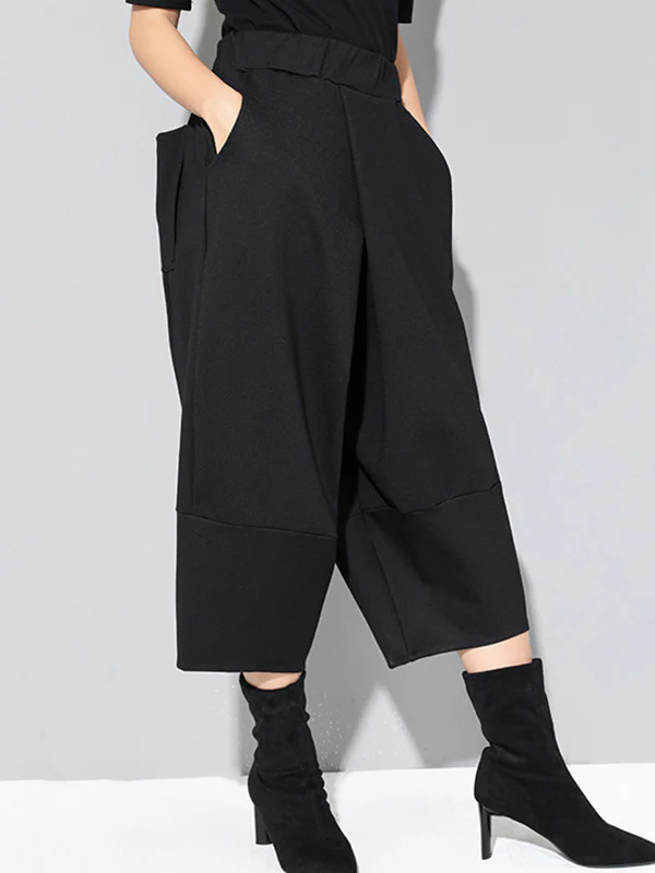 Cool Wide Leg Loose Solid Color Casual Three-Quarter Pants Bottoms - Image 3
