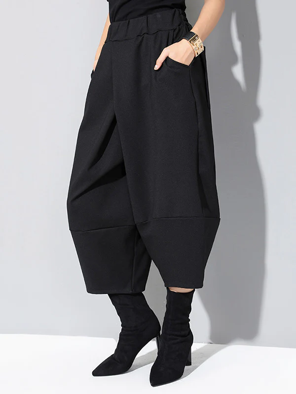 Cool Wide Leg Loose Solid Color Casual Three-Quarter Pants Bottoms - Image 4