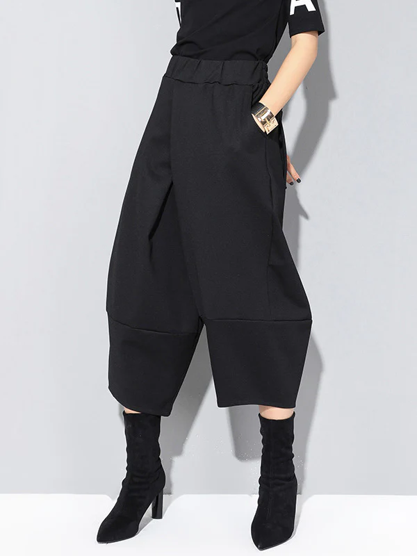 Cool Wide Leg Loose Solid Color Casual Three-Quarter Pants Bottoms - Image 5