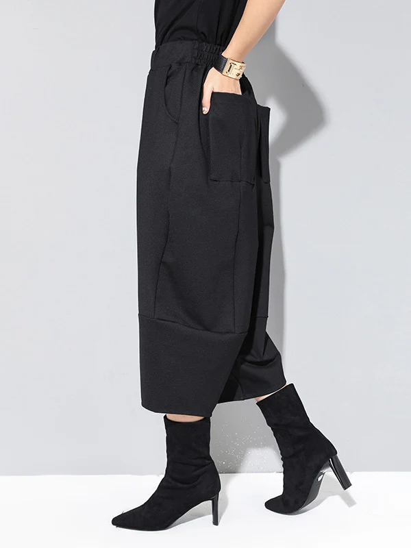 Cool Wide Leg Loose Solid Color Casual Three-Quarter Pants Bottoms - Image 6