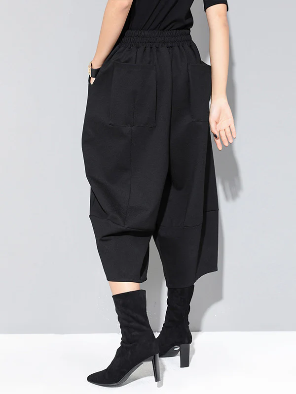 Cool Wide Leg Loose Solid Color Casual Three-Quarter Pants Bottoms - Image 7