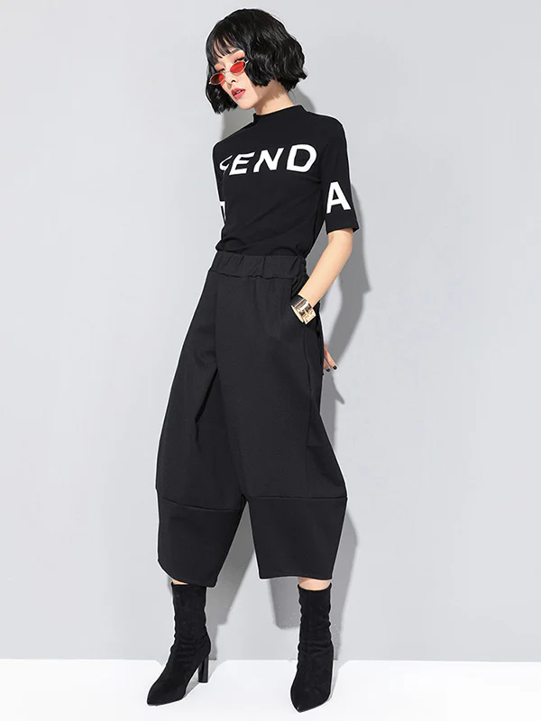 Cool Wide Leg Loose Solid Color Casual Three-Quarter Pants Bottoms - Image 8