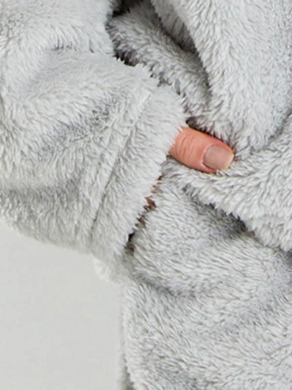 Coral Fleece Split-Joint V-Neck + Pants Pajama Two Pieces Set - Image 14