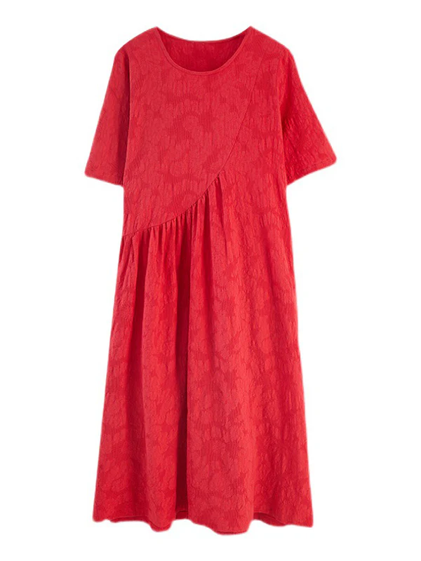 Cotton Blend Solid Color Irregularity Dress - Image 11