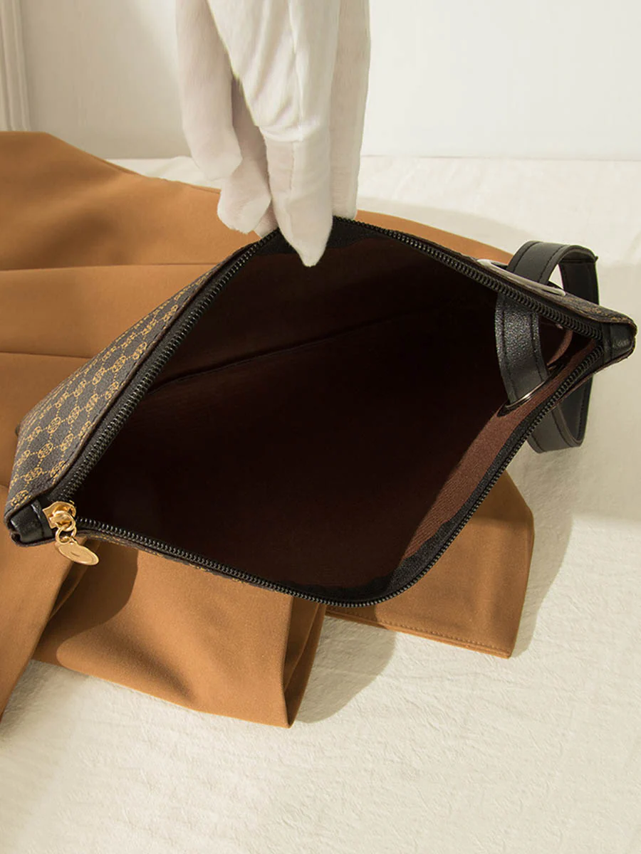 Crocodile Texture Geometric Print Zipper Handbag - Image 11