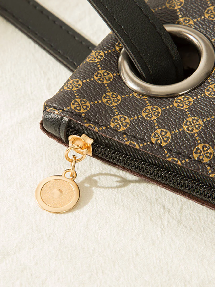 Crocodile Texture Geometric Print Zipper Handbag - Image 12