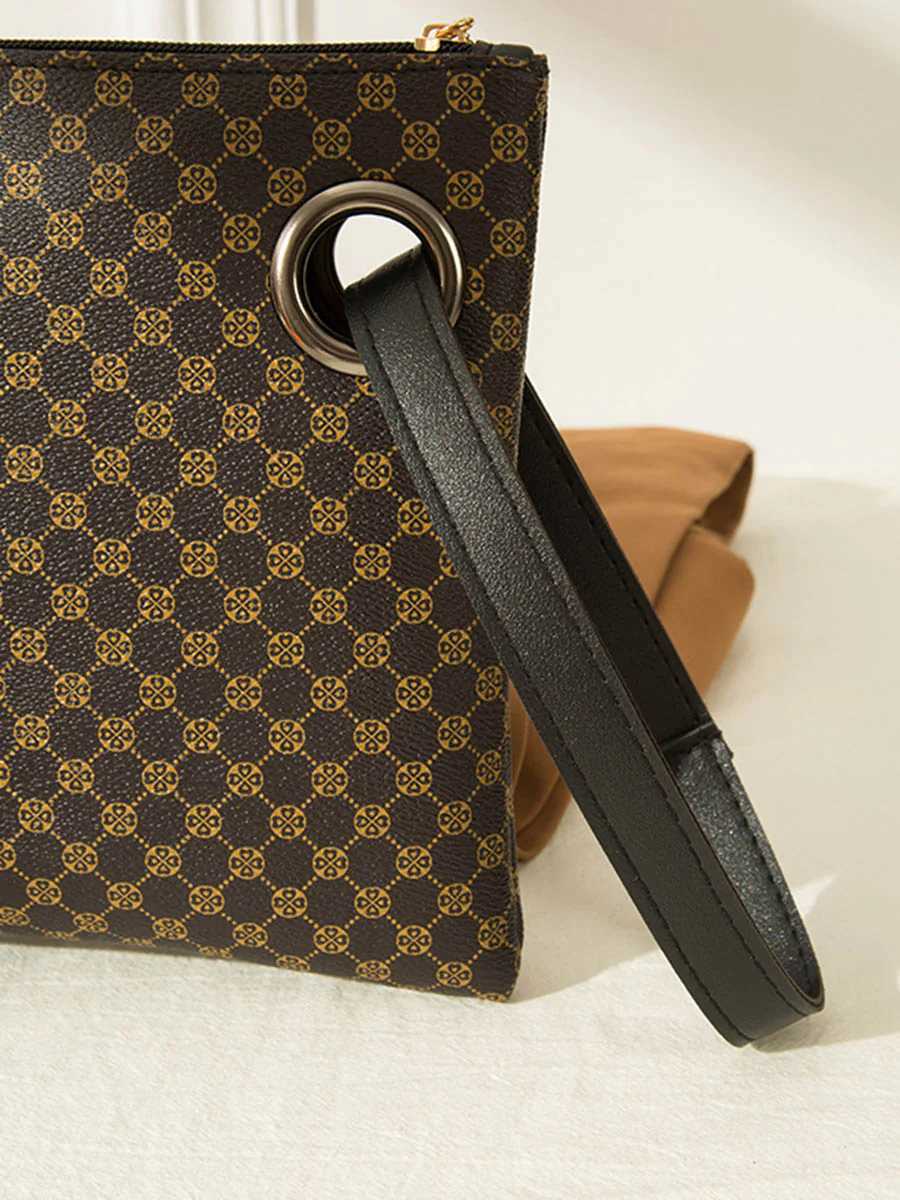 Crocodile Texture Geometric Print Zipper Handbag - Image 13