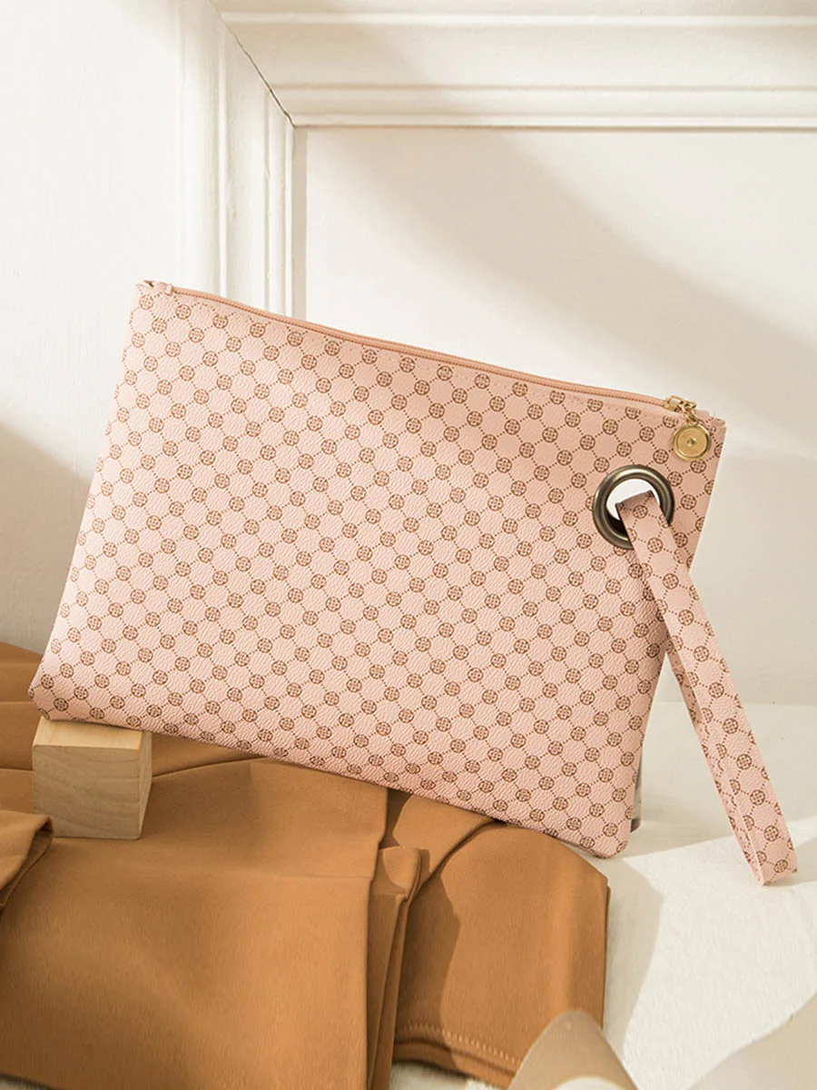 Crocodile Texture Geometric Print Zipper Handbag - Image 5